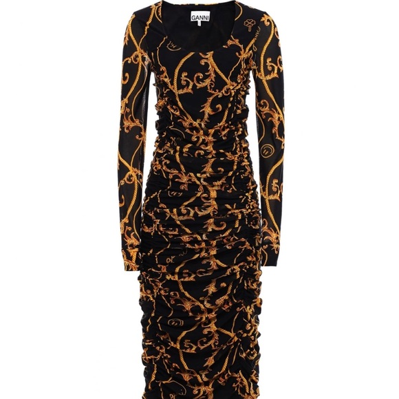 NWT GANNI Rope Mesh Gathered Dress - Picture 3 of 4